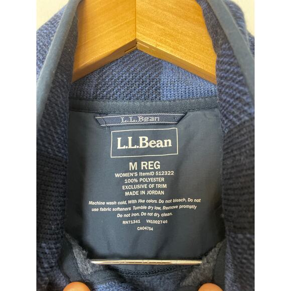 L.L.Bean Women's Sweater Fleece Jacket Full Zip Gingham Blue Size MED Granola - Picture 3 of 13